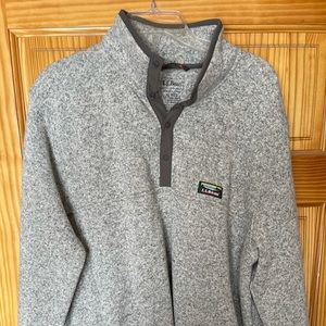 LL Bean 1/4 Button Sweater XL Light Heather Gray XL EUC